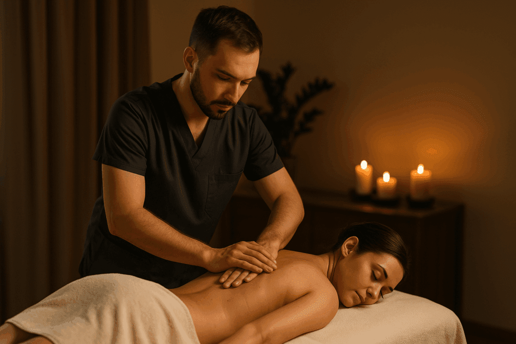 Praticien en massage : conseils essentiels pour bien débuter 7 Praticien en massage travaillant dans un cadre relaxant