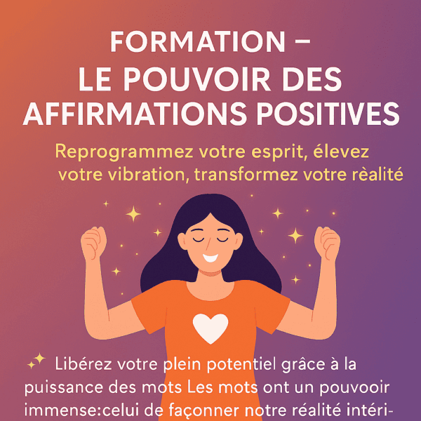 Formation Affirmations Positives : Femme méditant en pleine lumière, entourée d’énergies vibrantes, symbolisant la transformation par les affirmations positives