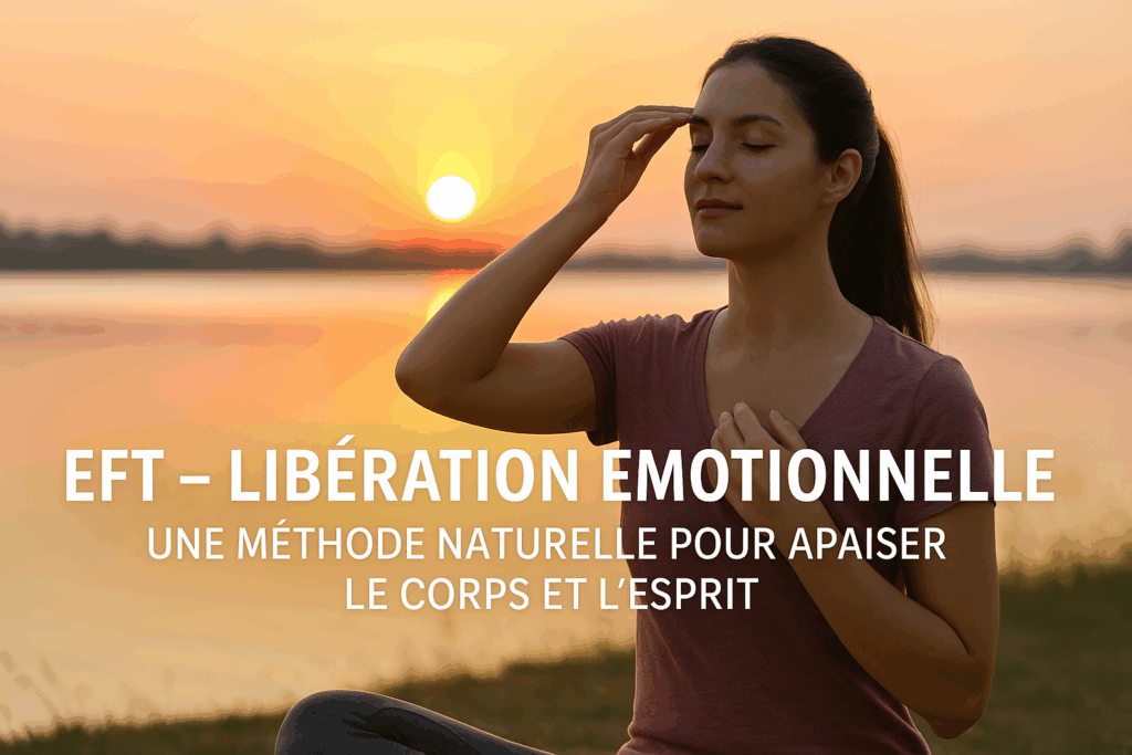 EFT (Emotional Freedom Technique) Libération Émotionnelle : Une Méthode Naturelle pour Apaiser le Corps et l’Esprit 8 Personne pratiquant l’EFT en tapotant des points méridiens pour réduire le stress